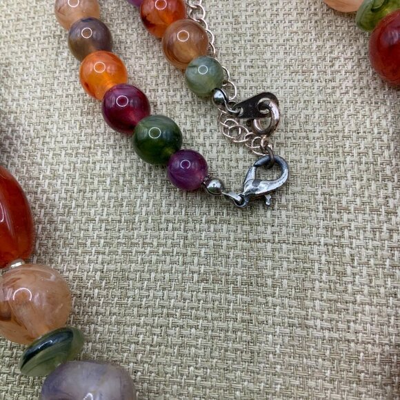RMN Avon Vintage Multi Colored Swirl Beaded Necklace - Picture 4 of 6